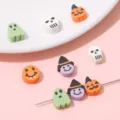 Cuentas de arcilla suave para DIY de Halloween con diseños de fantasma calabaza y cráneo - Serie Halloween 1 / Paquete de 30