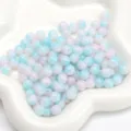 Beautiful pastel blue and pink marbled glass round beads for handmade DIY jewelry crafts - 8mm (1mm Hole) / 30Pcs Pack / Pink and Blue Color Block