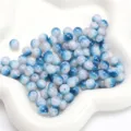 Blue and white crackle pattern opal glass round beads for DIY handmade jewelry crafts - 8mm (1mm Hole) / 30Pcs Pack / Peacock Blue Pink Mix