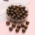 10mm dark brown natural wooden loose beads in a container for DIY jewelry making - 10mm 30 Counts / Pear Wood