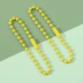Two pieces of bright yellow painted metal ball chains for DIY jewelry and keychain accessories - Yellow