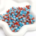 Bi-color red and blue glass round beads for DIY jewelry making and handmade accessories - 8mm (1mm Hole) / 30Pcs Pack / Red Blue Patchwork