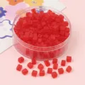 Perles cubes en verre dépoli rouge pour création de colliers et bracelets DIY - 5x5mm (Environ 50 Pièces/Paquet) / Rouge