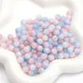 Premium pink and blue dual-color glass beads for handmade DIY jewelry bracelets and necklaces - 8mm (1mm Hole) / 30Pcs Pack / Blue and Pink Contrast