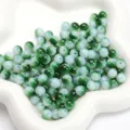 Green and white dual-tone glass opal round beads for DIY jewelry making accessories - 8mm (1mm Hole) / 30Pcs Pack / Green White Mix