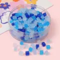 Perles carrées en verre dépoli dans les tons bleus pour la création de bijoux DIY - 5x5mm (Environ 50 Pièces/Paquet) / Ensemble Thème Bleu