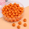 8mm solide orange lackierte runde Holzperlen für handgefertigten DIY Schmuck Zubehör - Ca. 8mm (Loch ca. 2mm) / Frühlingsfarbe-Orangerot 50 Stück/Packung