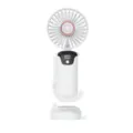 Macro view of white handheld portable USB fan SL618 with LED power display and base - 193*90*45mm / White
