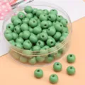 8mm massivgrün lackierte runde Holzperlen für die handgefertigte DIY-Schmuckherstellung - Ca. 8mm (Loch ca. 2mm) / Frühlingsfarbe-Grün 50 Stück/Packung