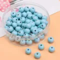 8mm himmelblaue lackierte Holzperlen für DIY Schmuckherstellung, runde lose Perlen - Ca. 8mm (Loch ca. 2mm) / Frühlingsfarbe-Hellblau 50 Stück/Packung