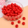 8mm leuchtend rote spritzlackierte runde Holzperlen für DIY-Schmuck und Handwerk - Ca. 8mm (Loch ca. 2mm) / Frühlingsfarbe-Rot 50 Stück/Packung