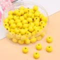 8mm gelbe lackierte Holzperlen für DIY Schmuckherstellung Zubehör - Ca. 8mm (Loch ca. 2mm) / Frühlingsfarbe-Hellgelb 50 Stück/Packung