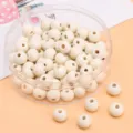 Hochwertige 8mm cremefarben lackierte Holzperlen für DIY-Schmuck und Bastelbedarf - Ca. 8mm (Loch ca. 2mm) / Frühlingsfarbe-Naturweiß 50 Stück/Packung