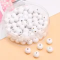 Bastelbedarf 8mm massiv weiß lackierte runde Holzperlen für DIY-Schmuckherstellung - Ca. 8mm (Loch ca. 2mm) / Weiß 50 Stück/Packung