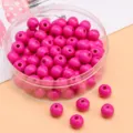 8mm massive, pink lackierte Holzperlen für DIY-Schmuckherstellung und Bastelarbeiten - Ca. 8mm (Loch ca. 2mm) / Rosarot 50 Stück/Packung