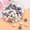 8 mm lackierte Holzperlen in Weiß, Grau und Beige für DIY-Schmuckbastelprojekte. - Ca. 8mm (Loch ca. 2mm) / Weißer Schnee Mischung 100 Stück/Packung