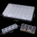 Boîte de rangement en plastique transparent à 28 compartiments pour bijoux et nail art - Style 1 (28 Grilles) / 1 boîte