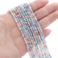 Small faceted iridescent pastel mixed color glass beads for DIY handmade jewelry crafts - Rondelle Bead (BBA126) / 3mm (0.5mm Hole, 34cm/Strand) / Mint Powder Blue