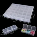 Boîte de rangement en plastique transparent 28 cases avec dimensions pour bijoux - Style 11 (Grand 28 Grilles) / 1 boîte