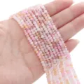 Facettierte Glasperlen in Rosa-Pfirsich-Mix für DIY-Schmuckherstellung - Rondelle-Perle (BBA126) / 3mm (0,5mm Loch, 34cm/Strang) / Pfirsichblütengesicht