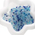 Mélange de perles de rocaille bleues 4mm pour bijoux DIY en plat étoilé blanc - Série Bleu Argent