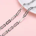 Premium silver stainless steel oval link chain accessory for DIY jewelry making crafts - Convex Link + Egg-shaped Ring / 1 Meter/Pack (Width approx. 6mm)