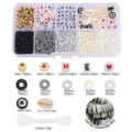 Detaillierte Liste von 4mm Tonperlen Buchstabenperlen und Muscheln Schmuck Bastelset - 4mm Polymerton Graue Serie Set