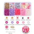 DIY Perlen-Set mit 4 mm Fimo-Scheiben, Buchstabenperlen und Schmuckzubehör - 4mm Polymerton Rosa Serie Set