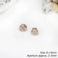 High-quality hollow cubic zirconia sparkling spacer beads 8x9mm for DIY jewelry making crafts - 4 Pieces/Pack (8x9mm) / Rose Gold