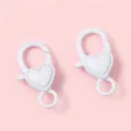 Mousqueton cœur en alliage blanc 14 mm pour porte-clés et accessoires de sac DIY - 2 Pièces/Paquet / Blanc