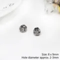Rhinestone hollow spacer beads for DIY jewelry making, 8x9mm size with 2-3mm hole - 4 Pieces/Pack (8x9mm) / Gunmetal
