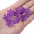 20mm purple frosted acrylic flower beads for DIY jewelry making and hair accessories - 50 Pieces/Pack / Deep purple