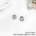 Hollow Round Spacer Beads Pavé Set with Rhinestones 8x9mm Size for DIY Jewelry Making - 4 Pieces/Pack (8x9mm) / White K Gold