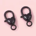 Paire de fermoirs mousquetons noirs brillants en forme de cœur pour bijoux DIY - 2 Pièces/Paquet / Noir