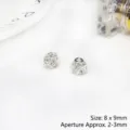 Silver hollow rhinestone spacer beads for DIY jewelry making, variant size 8x9mm - 4 Pieces/Pack (8x9mm) / Silver