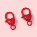 Deux fermoirs mousquetons en alliage rouge en forme de cœur pour bijoux et porte-clés DIY - 2 Pièces/Paquet / Rouge