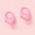 Deux fermoirs mousquetons en alliage rose en forme de cœur pour bijoux et porte-clés DIY - 2 Pièces/Paquet / Rose