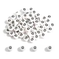 White round acrylic beads with black letter Q for DIY jewelry making crafts projects. - Letter Q / 100 Pieces/Pack (4x7mm) / White Base Black Font