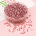 Cuentas de vidrio rosa con forro de plata para hacer joyas de bricolaje en un envase - Rosa Plateado
