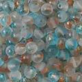 Frosted blue and amber glass beads with gold foil flakes for DIY jewelry making material - Round Bead Style (BBD227) / 8mm (50pcs/Pack) / Gradient Orange Blue