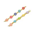 Handmade colorful enamel flower charms on gold-plated chains for DIY jewelry accessory design - Daisy / 57x6mm (1 Piece/Pack) / Colorful