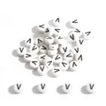 White round acrylic alphabet beads with black letter V for DIY jewelry making and crafts. - Letter V / 100 Pieces/Pack (4x7mm) / White Base Black Font