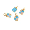 Blue enamel cherry blossom charms with golden bow design for DIY jewelry accessories - Lucky Sign Plaque / 9x14mm (1 Piece/Pack) / Blue