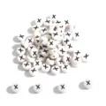 White acrylic round beads with black X pattern for DIY jewelry making and craft projects - Letter X / 100 Pieces/Pack (4x7mm) / White Base Black Font