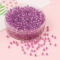 Cuentas de vidrio violeta con núcleo plateado para creación de joyas hechas a mano - Púrpura Rosa Plateado