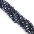 Facettierte 6 mm dunkelgraue Glaskristall-Lose Perlen für DIY-Halsketten und Armbänder - 6mm (100 Stk./Packung) / Galvanisiertes Schwarz