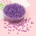 Cuentas de vidrio moradas con centro plateado para manualidades DIY en caja redonda - Púrpura plateado
