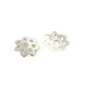 Capuchones de flores plateados para hacer joyas, horquillas y manualidades DIY creativas - Cubreperla de Pétalo (7mm) / Paquete de 500 Piezas / Oro blanco
