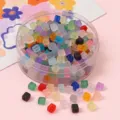 Perles carrées en verre mat coloré pour la fabrication de bijoux DIY et projets - 5x5mm (11g/Environ 50 Pièces/Paquet) / Couleurs Mélangées Aléatoires