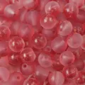 Pink frosted jelly glass beads with gold foil bubbles for DIY handmade jewelry crafting - Round Bead Style (BBD227) / 10mm (30 Pieces/Pack) / Gradient Bright Red